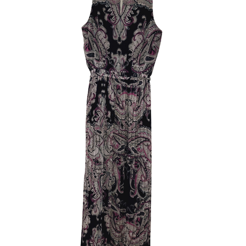 Banana Republic Black and Pink Paisley Midi Dress
